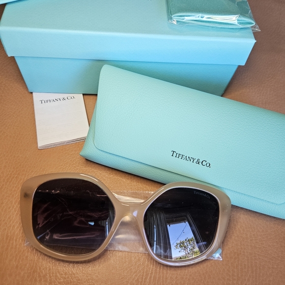 Tiffany & Co. Beige Irregular Sunglasses NWT - Picture 2 of 12